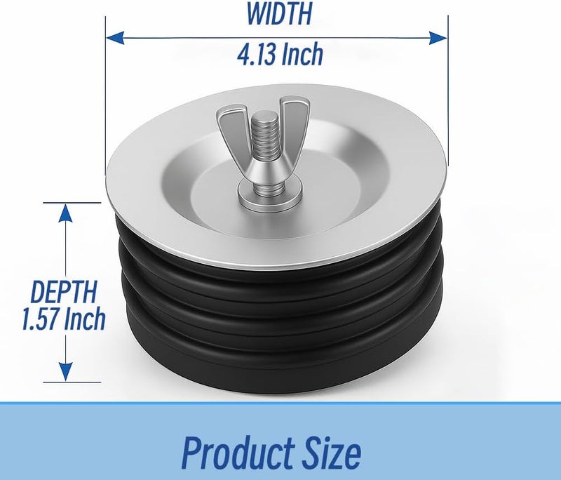 XerusDash 4 Inch Mechanical Pipe Test Plug – End of Pipe Gripper Plug with Galvanized Screw & Steel Wing Nut – Expansion Drain Stopper for Sewer Cleanout, Sink, Pool, or Drain Line Maintenance – 1 Pack - Image 3